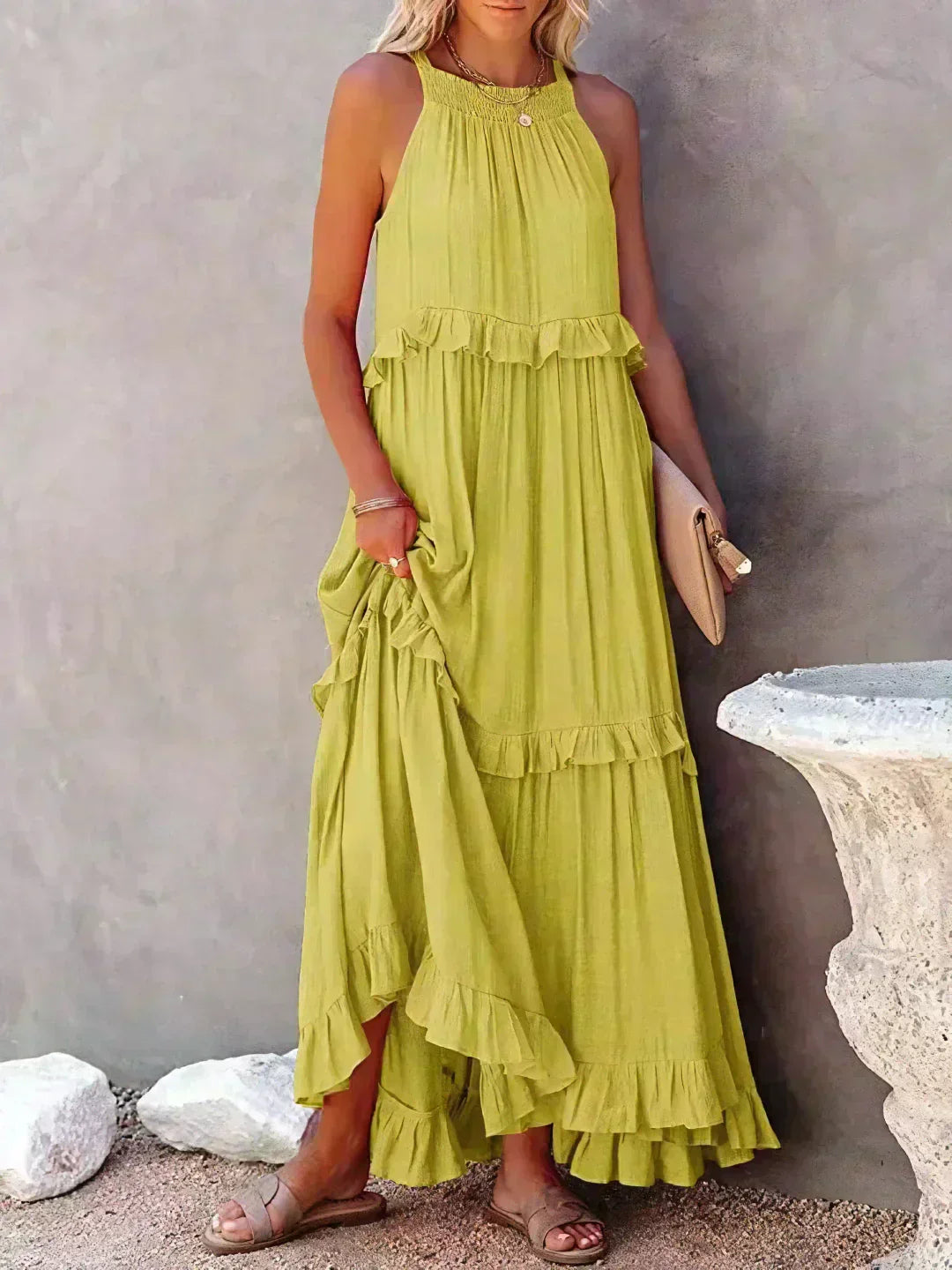 Hayley - Rochie Elegantă Fără Mâneci Cu Volane