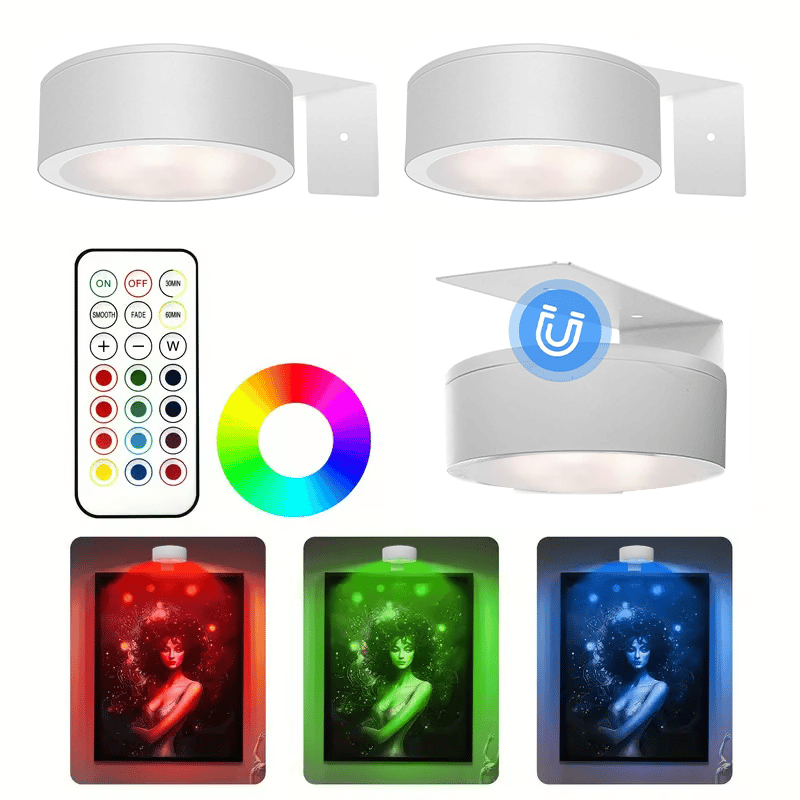 GlowFrame - Lumină Magnetică Pentru Tablouri cu 13 Moduri de Iluminare (Pachet de 3)
