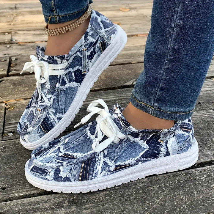 Ulanda - Adidași Antiderapanti Cu Imprimeu Denim
