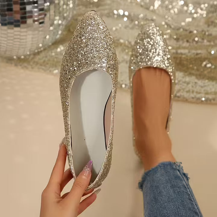 Krysten - Pantofi Cu Vârf Ascuțit și Sclipici, La Modă