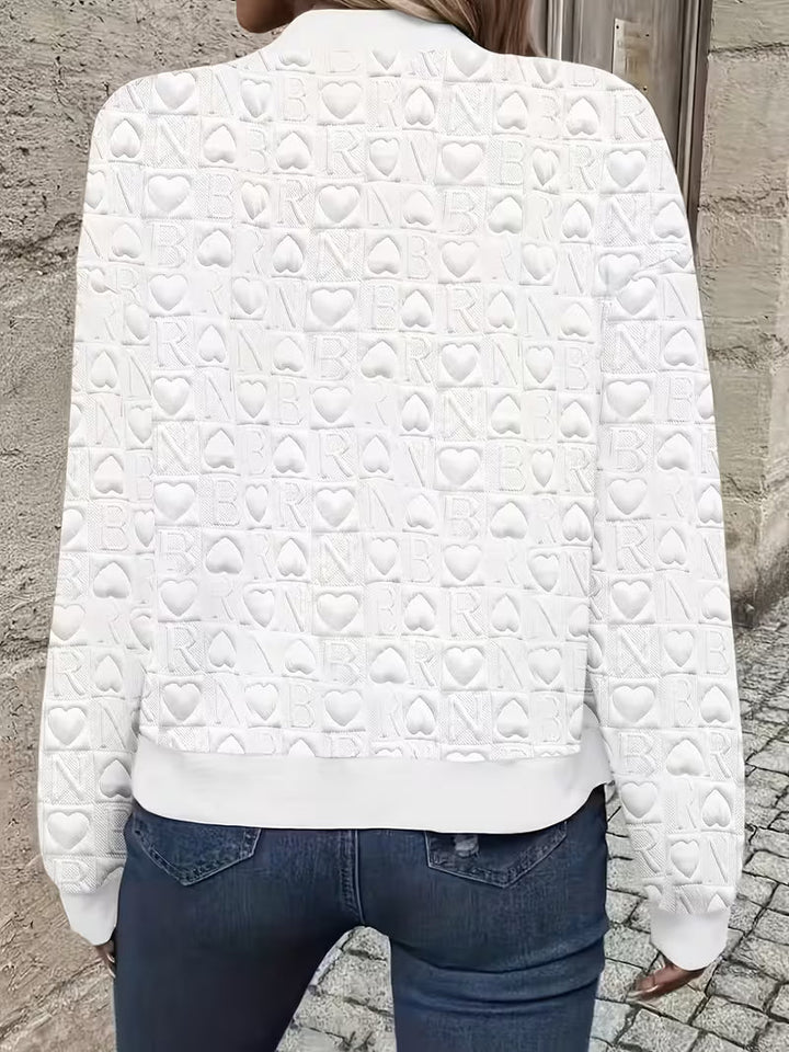 Lojina – Jachetă Cu Fermoar Și Model În Relief Cu Inimi