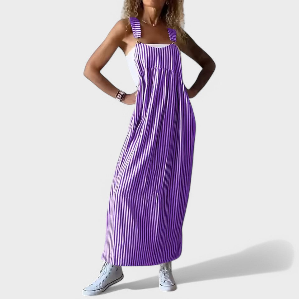 Guzel - Rochie Lungă Elegantă cu Imprimeu în Dungi