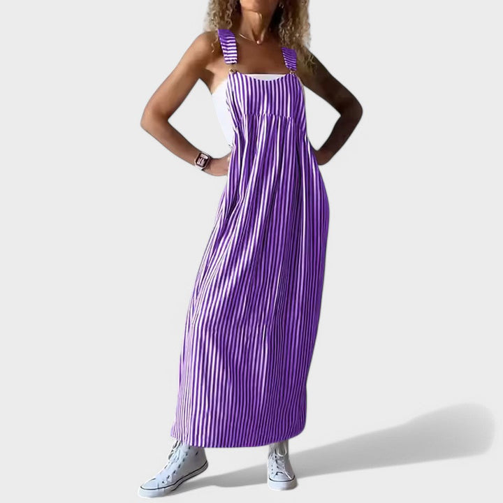 Guzel - Rochie Lungă Elegantă cu Imprimeu în Dungi