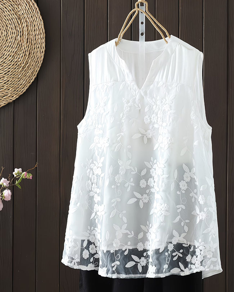Shilika - Tricou Fără Mâneci Cu Imprimeu Floral