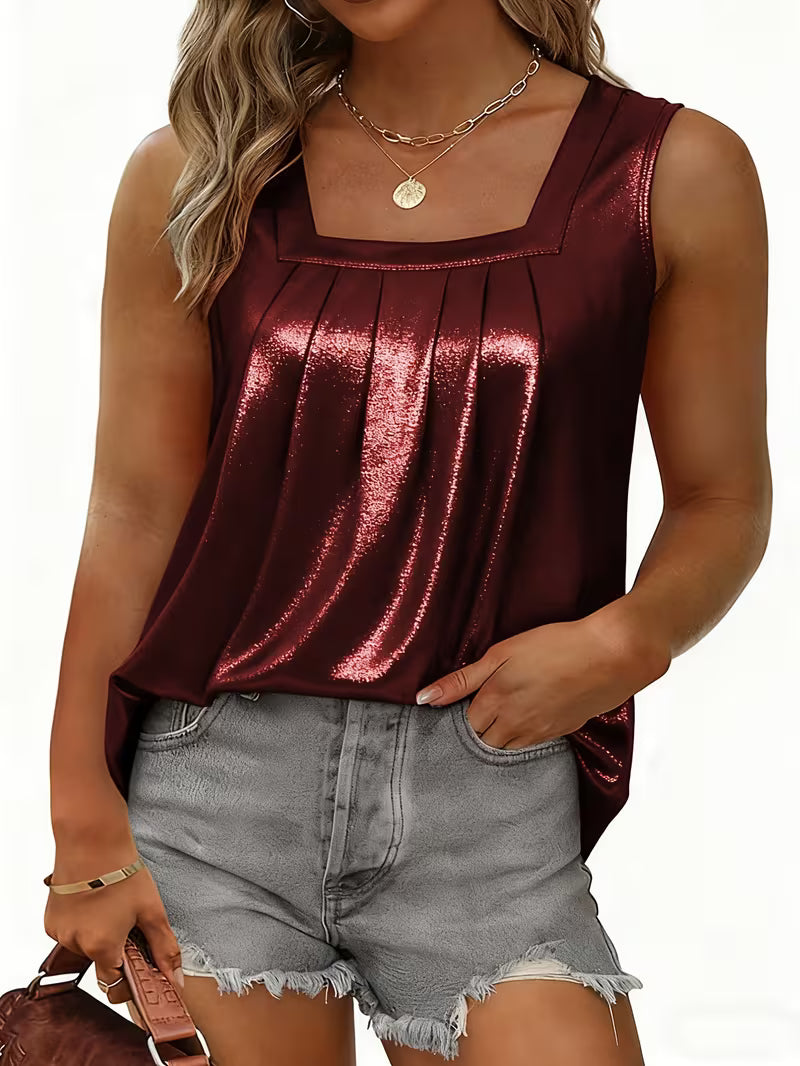 Shivina - Tricou Fără Mâneci Cu Gât Rotund, în Nuanțe Metalice