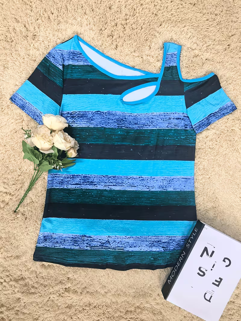 Sittina - Tricou Cu Dungi și Umeri Descoperiți
