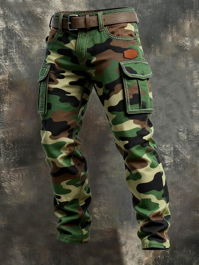 Banton - Pantaloni Vintage Camuflaj Cu Buzunare Multiple