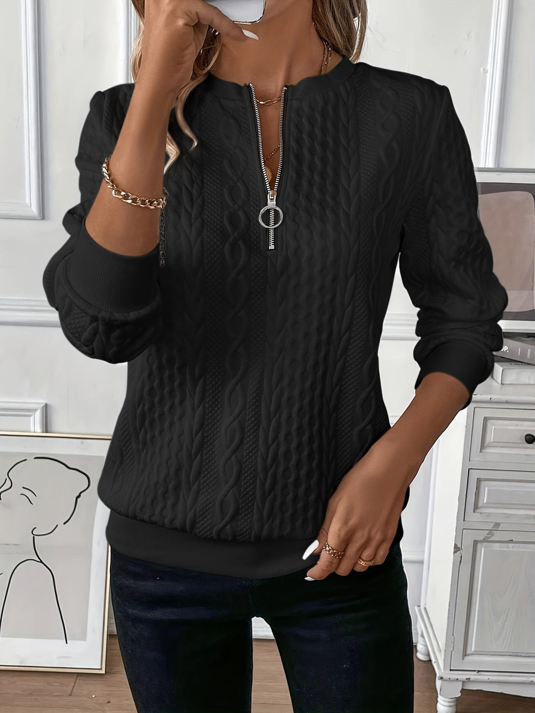 Karoline – Pulover Elegant și Confortabil cu Fermoar