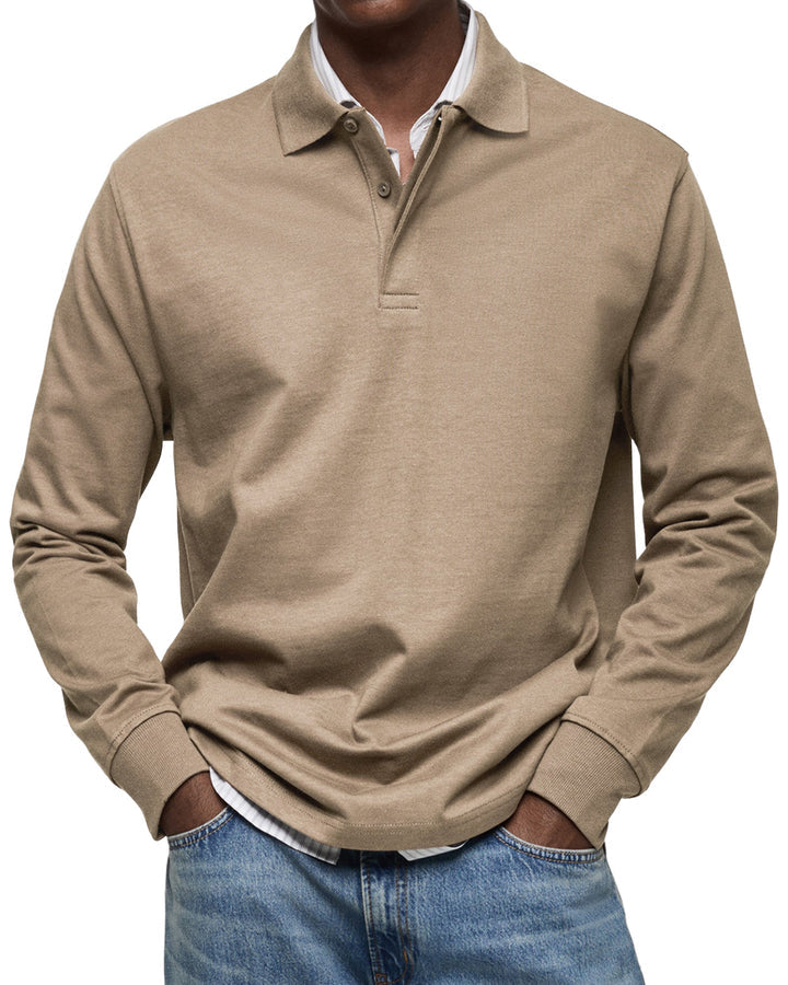 Elhanan - Tricou Polo Elegant cu Mânecă Lungă