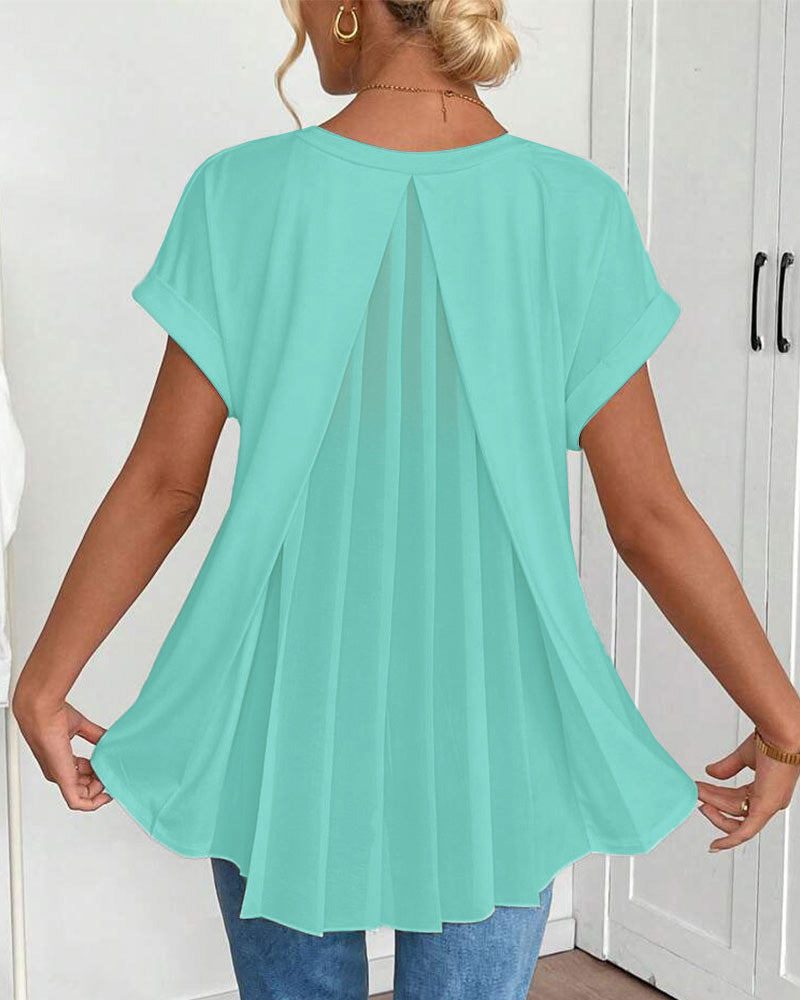 Liyanna - Tricou cu Mâneci Scurte în Stil Patchwork