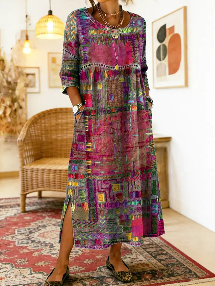 Nihada - Rochie Midi Artistică Evazată