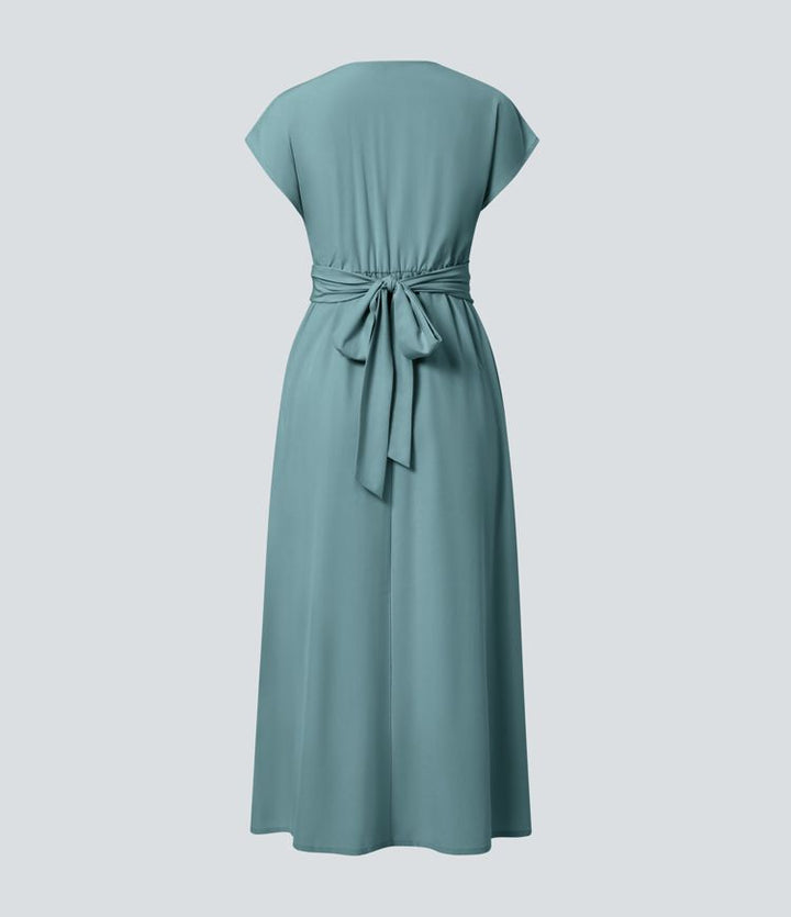 Wilhelmine - Rochie Elegantă Cu Talie Inaltă Si Croi Infășurat