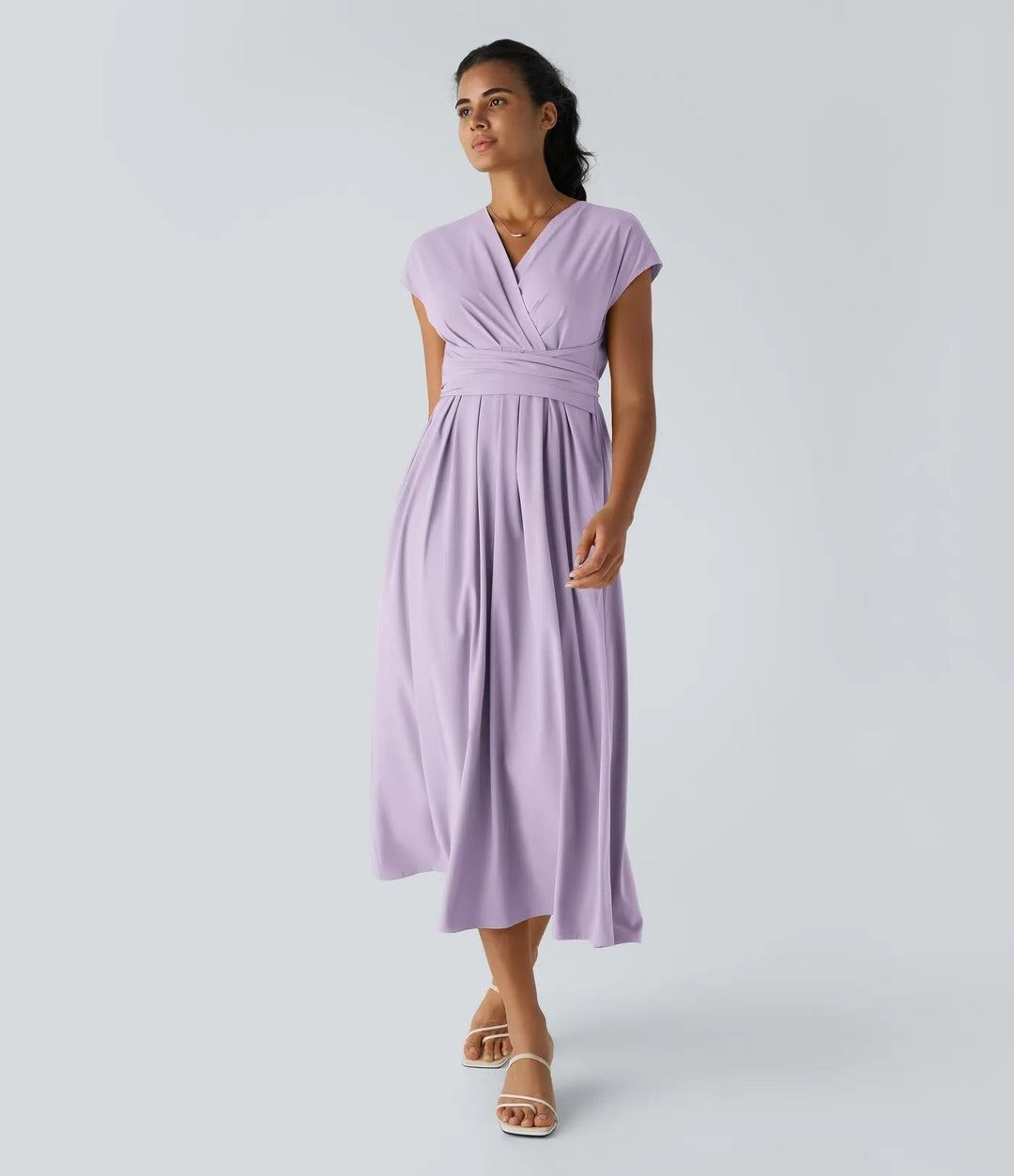 Wilhelmine - Rochie Elegantă Cu Talie Inaltă Si Croi Infășurat