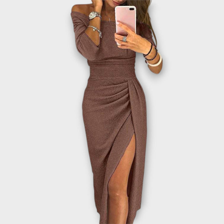 Minjee - Rochie Elegantă Cu Umeri Decupați