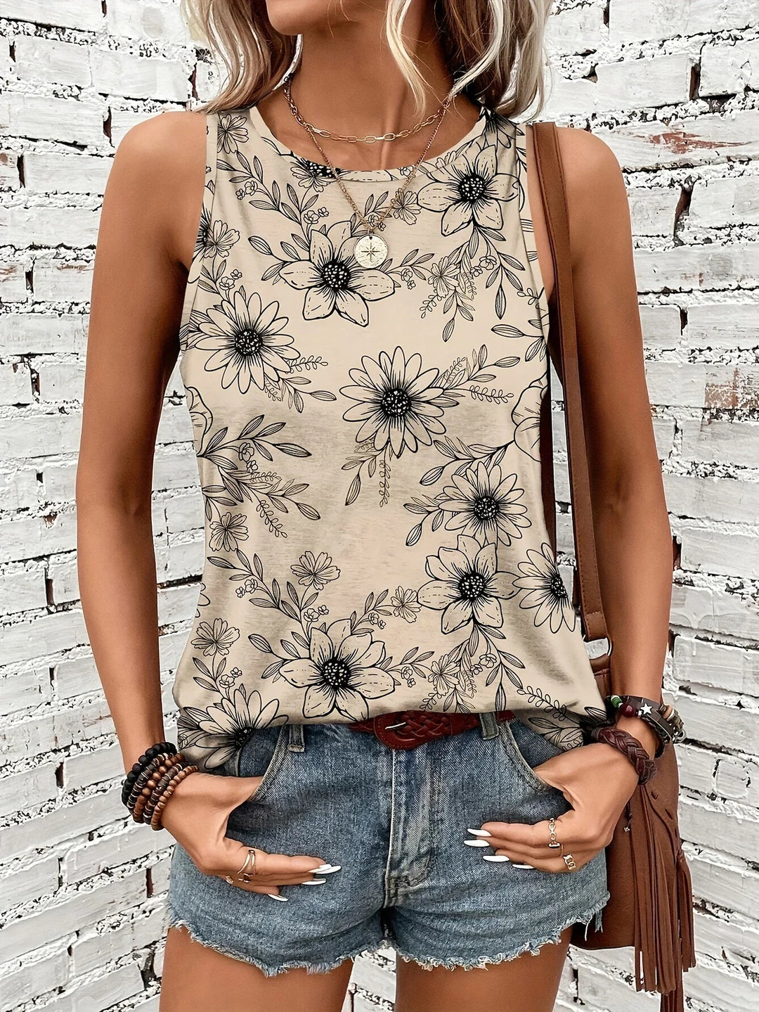 Lilou - Top Casual De Vară Cu Imprimeu Floral