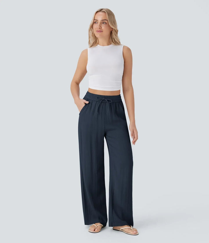 Zafeiria - Pantaloni Eleganți Din In