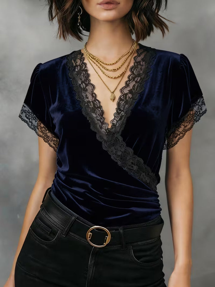 Jalisa - Bluză Vintage Din Catifea Cu Model De Lebădă