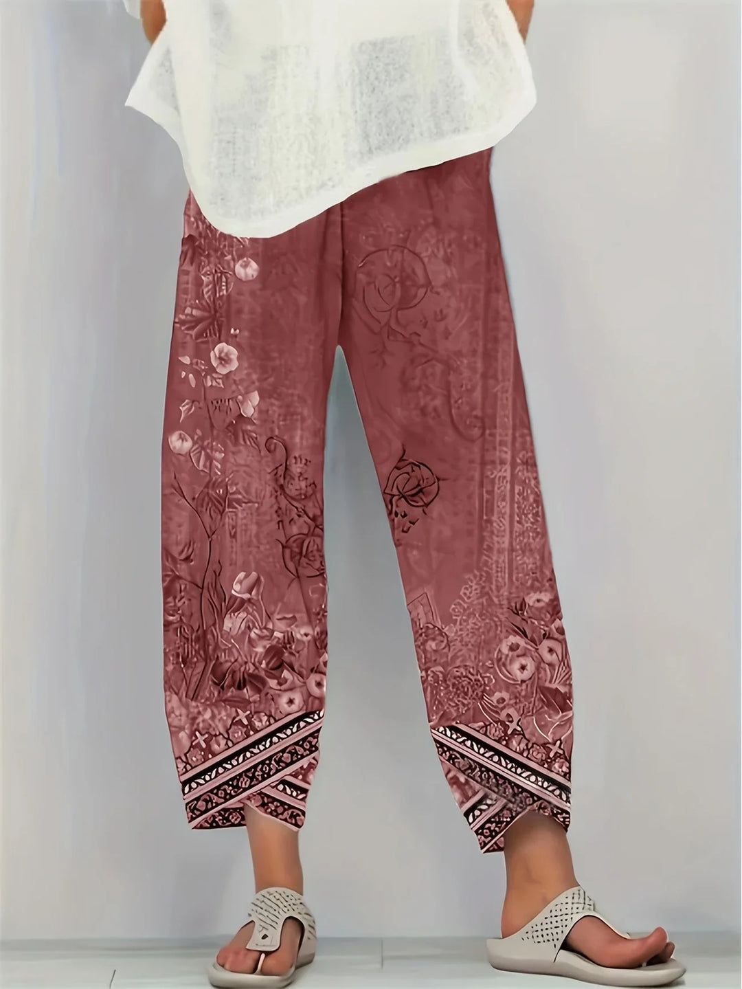 Kayden - Pantaloni Capri Vintage Cu Flori