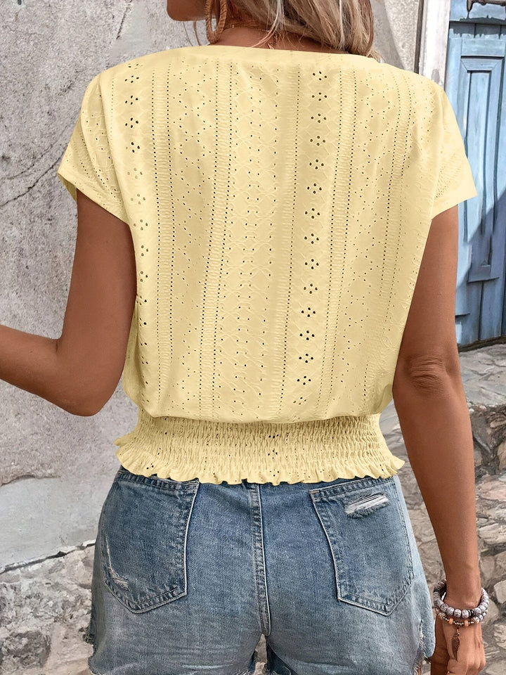Delores - Tricou Elegant Cu Decolteu în V și Liliac