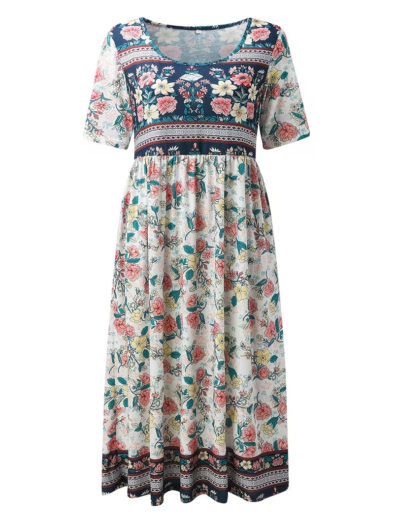 Lisan - Rochie cu Imprimeu Floral vintage și Buzunar