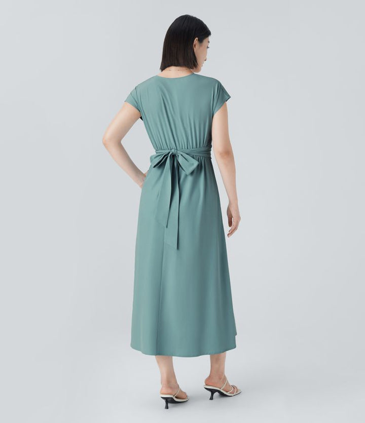 Wilhelmine - Rochie Elegantă Cu Talie Inaltă Si Croi Infășurat