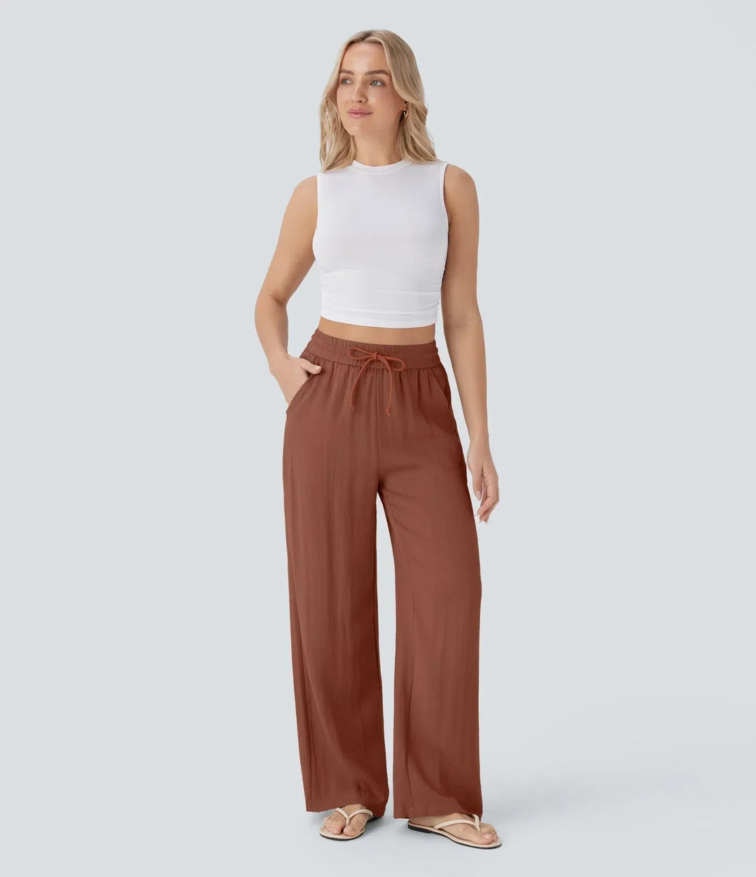 Zafeiria - Pantaloni Eleganți Din In