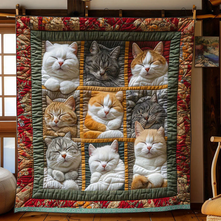 CozyCats - Pătură cu Imprimeu Pisici Regale Adormite