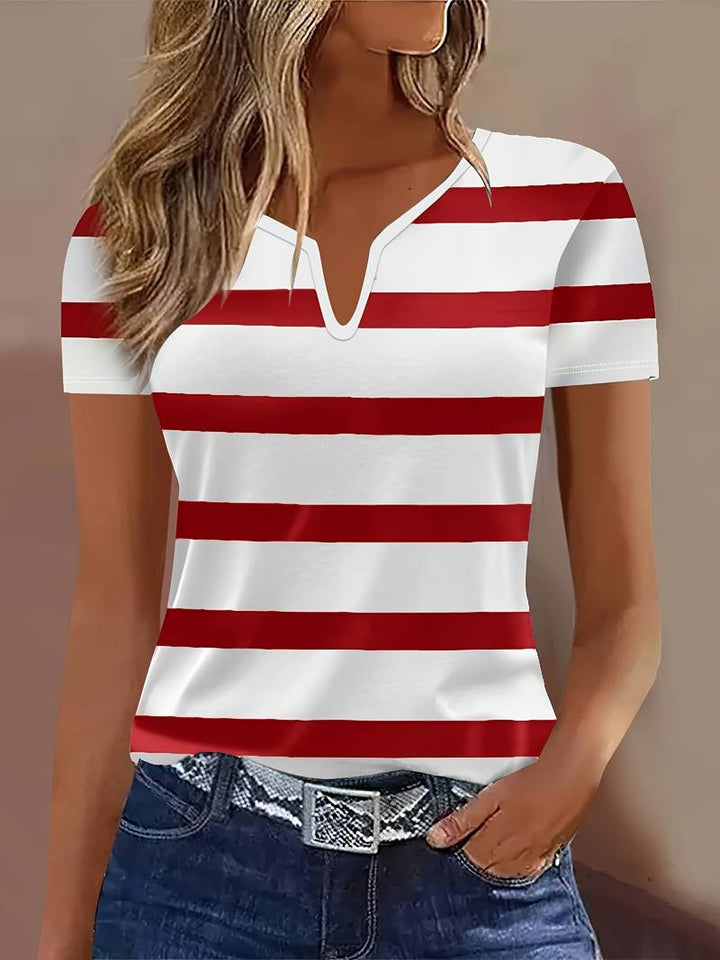 Kiley - Tricou Elegant Cu Mâneci Scurte Și Dungi