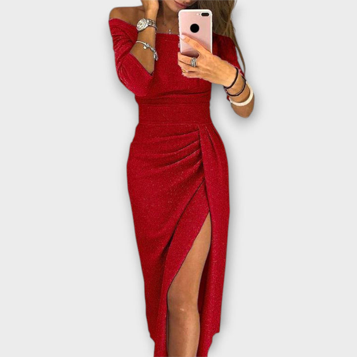 Minjee - Rochie Elegantă Cu Umeri Decupați