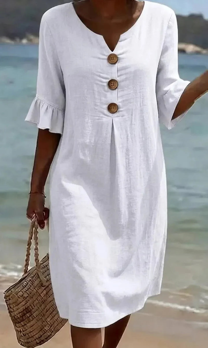 Mlaina – Rochie Midi Elegantă Cu Nasturi