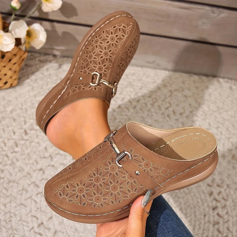 Hailen - Mule Casual Cu Imprimeu Florale Fără Sireturi