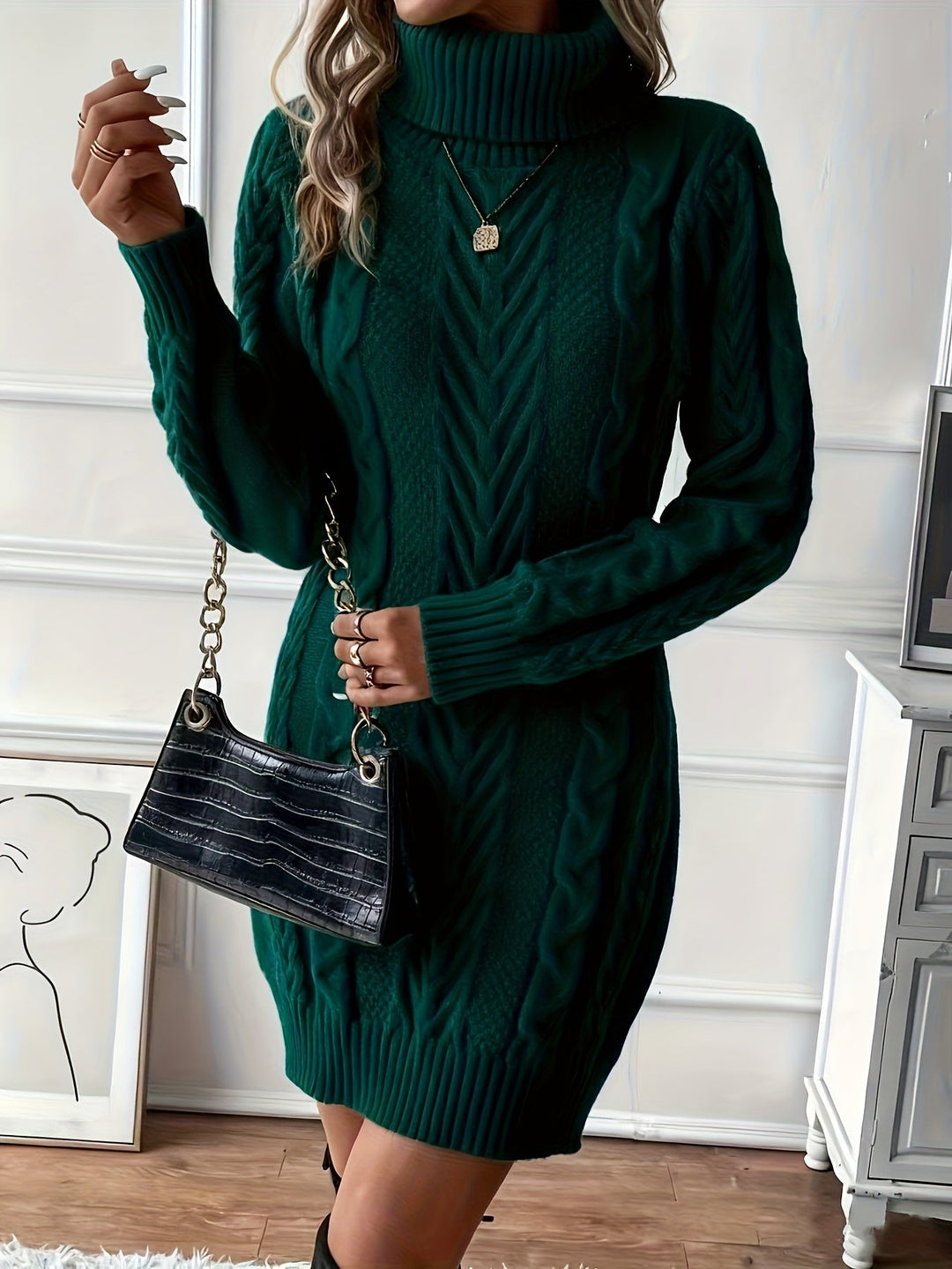Milanda - Rochie Pulover Cu Modele Tricotat