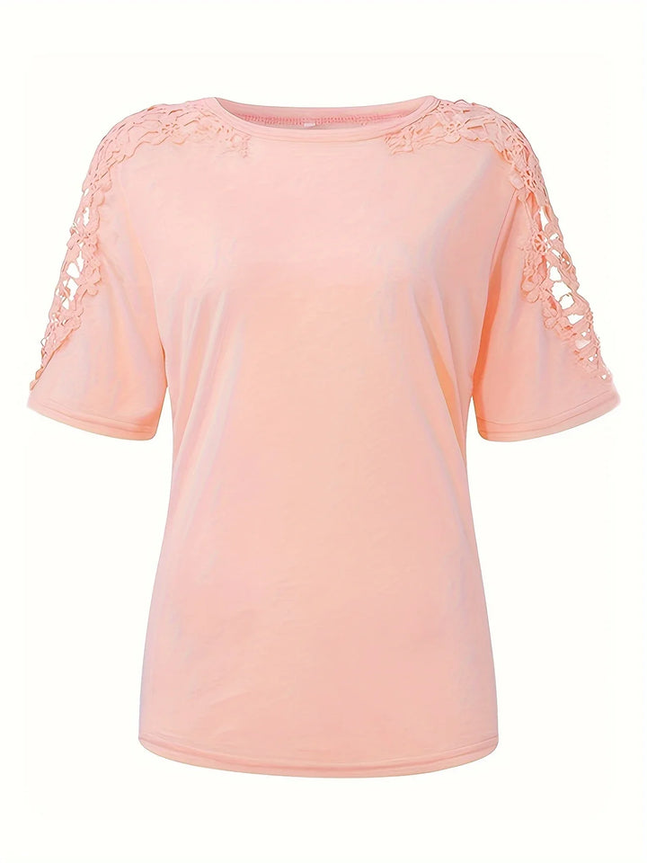 Ancuta - Elegant Vara Mânecă Scurtă Tricou Cu Dantelă