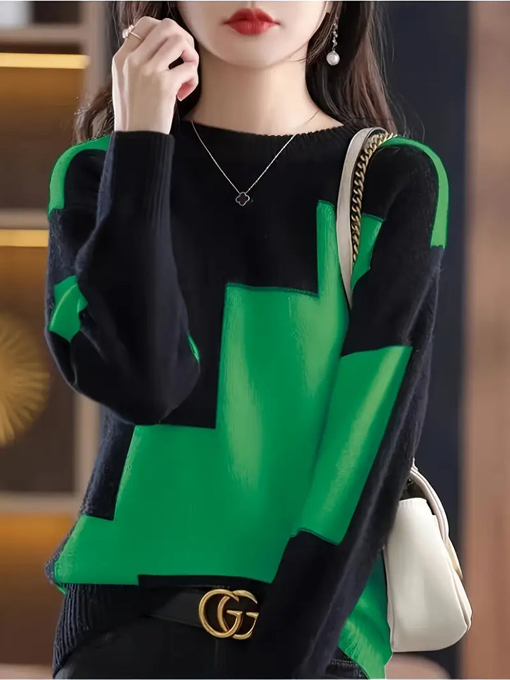 Gala - Pulover Elegant Cu Mâneci Lungi și Model Geometric