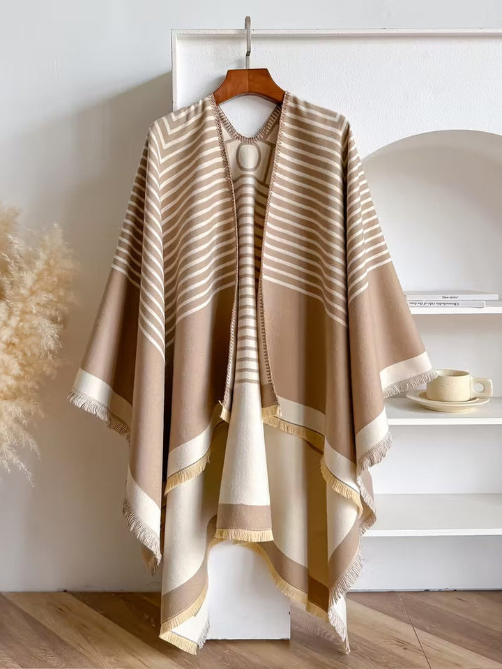 Taisija - Șal Reversibil Din Jacquard Cu Dungi Din Imitație De Cașmir