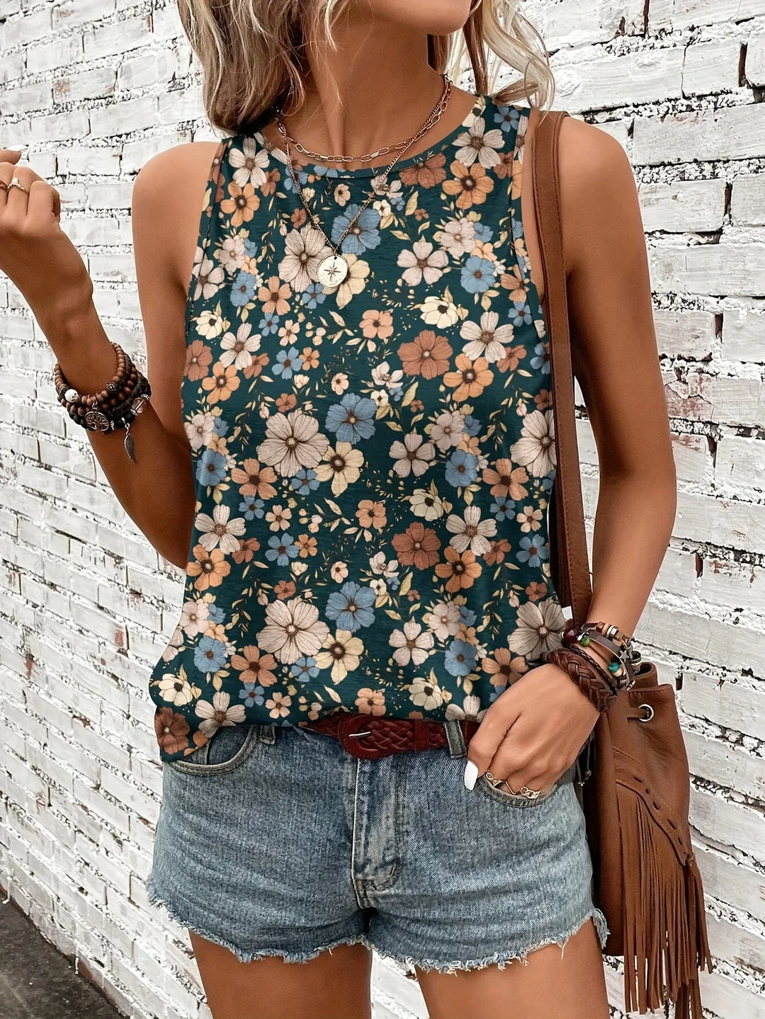 Lilou - Top Casual De Vară Cu Imprimeu Floral