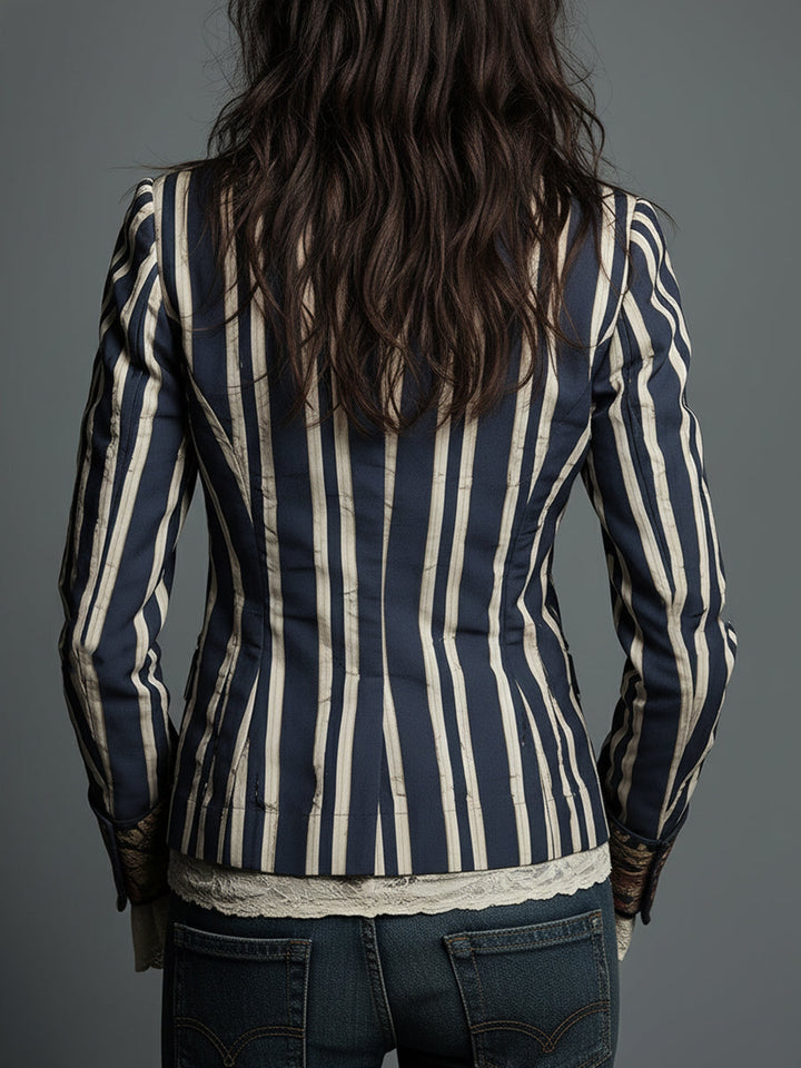Shalisa - Blazer Cu Dungi în Stil Boem