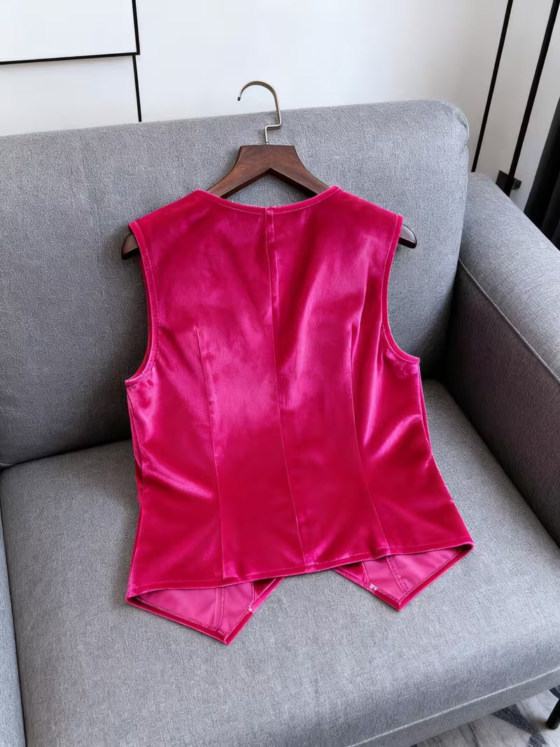 Silje - Vestă Fără Mâneci Cu Decolteu în V, în Stil Vintage
