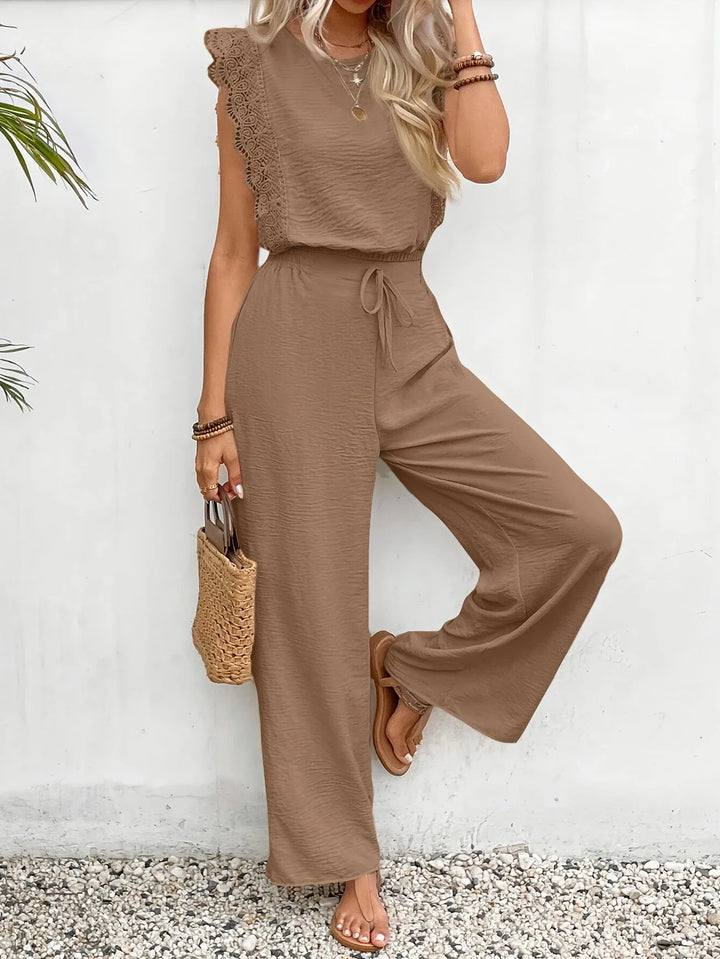Ziva - Top Elegant Din Dantelă și Pantaloni Cu Croi Larg