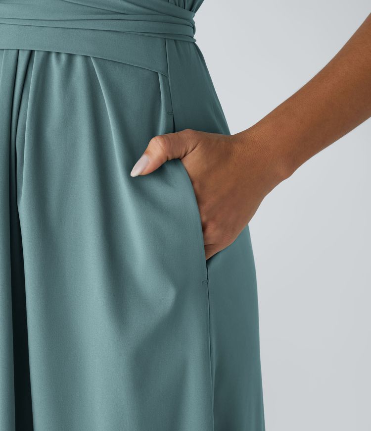 Wilhelmine - Rochie Elegantă Cu Talie Inaltă Si Croi Infășurat