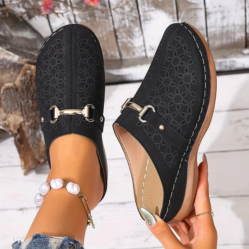 Hailen - Mule Casual Cu Imprimeu Florale Fără Sireturi