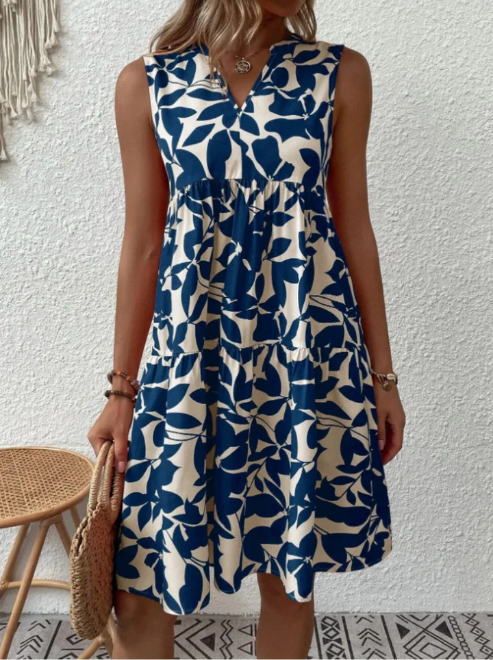 Greysen - Rochie Fără Mâneci La Modă Cu Flori