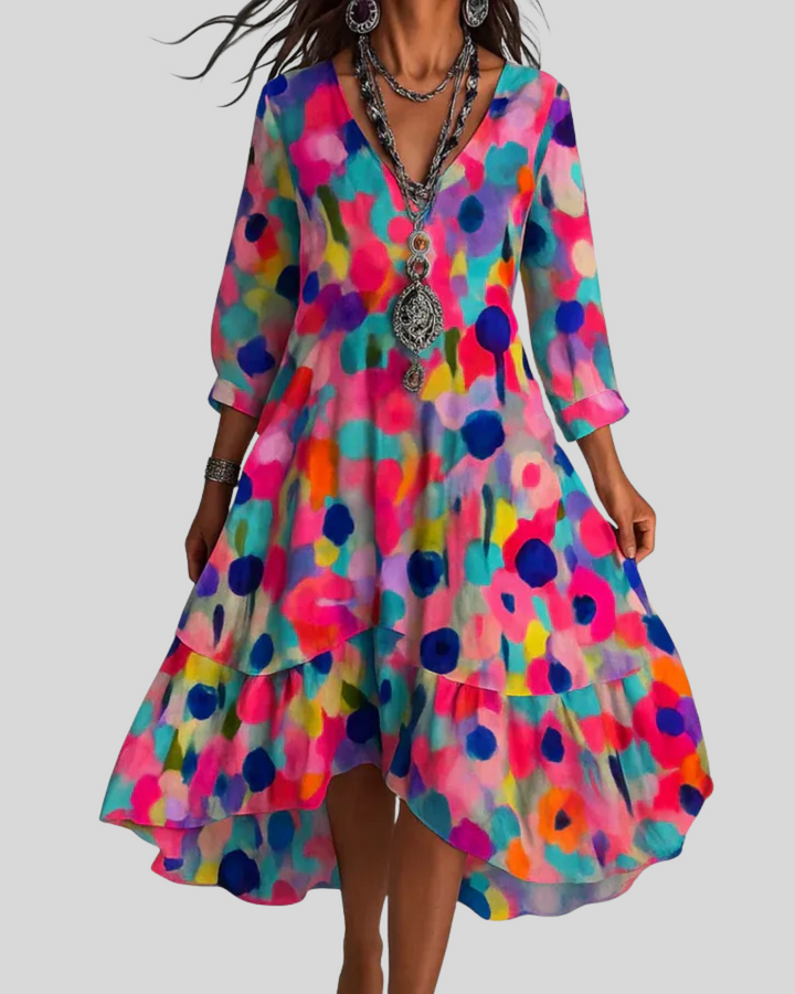 Debra - Floral Imprimeu Maxi Rochie