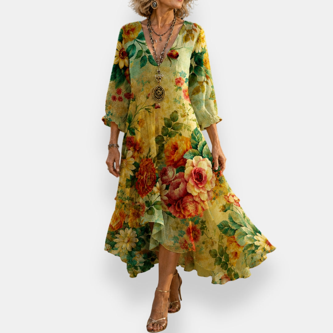 Emila – Rochie Florală Lejeră Cu Decolteu în V
