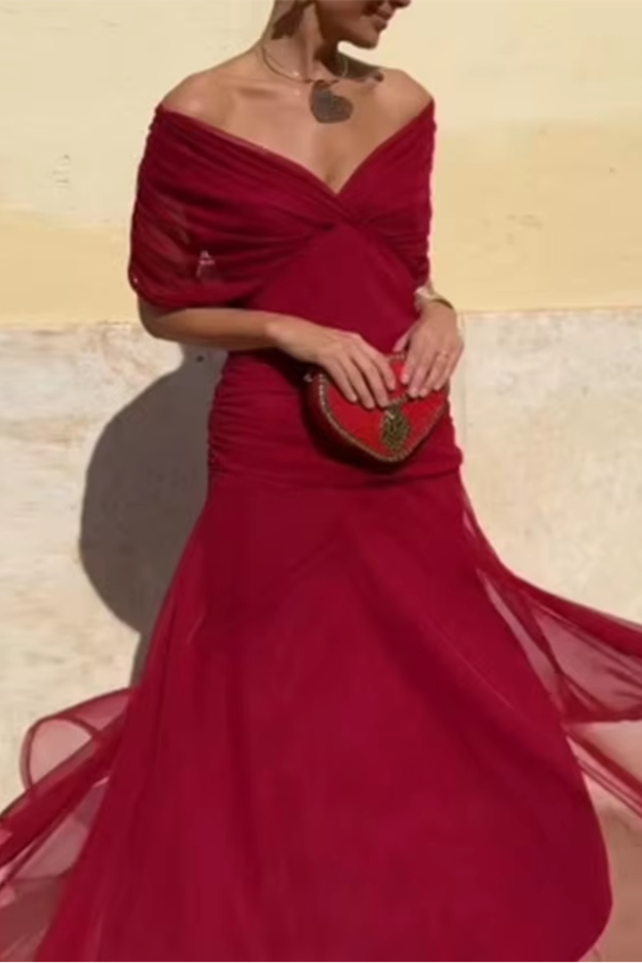 Nefeli - Rochie Lungă Elegantă Cu Decolteu în V Pentru Petreceri