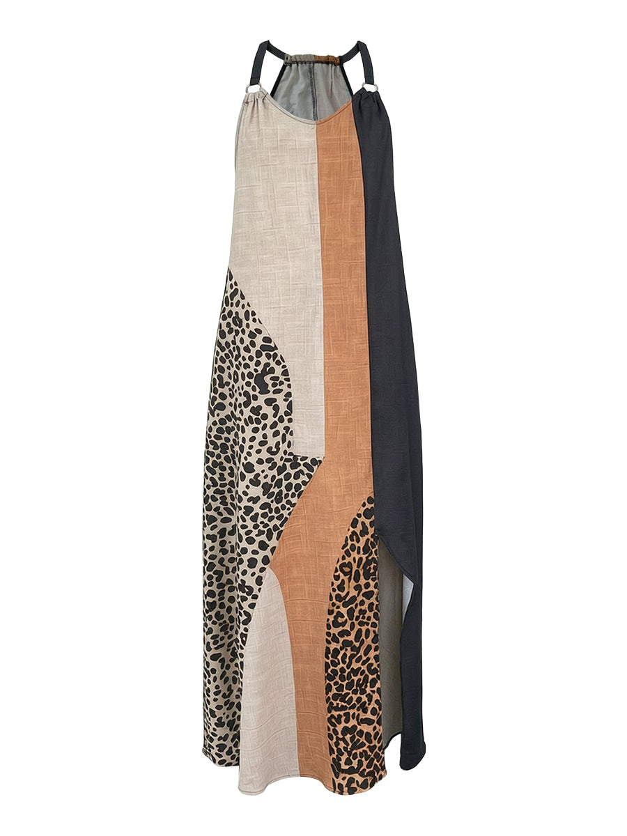 Terina – Rochie Maxi Cu Inserții Cu Imprimeu Leopard