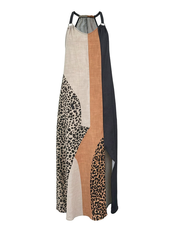 Terina – Rochie Maxi Cu Inserții Cu Imprimeu Leopard