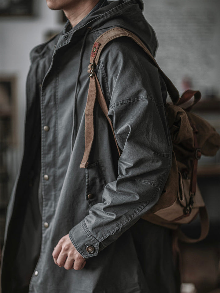 Ragnar - Jachetă Cu Glugă în Stil Militar Vintage