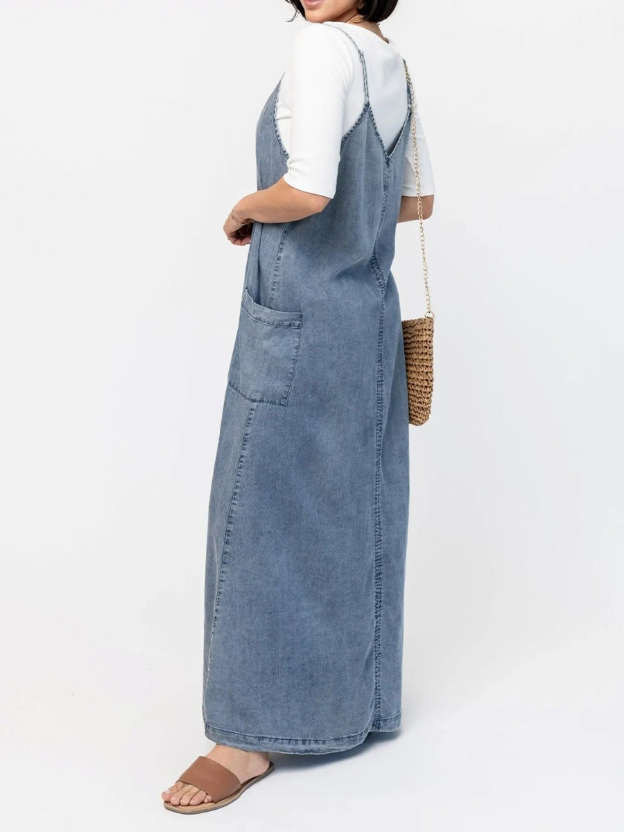 Éricaa - Croială Lejeră Denim Rochie Maxi