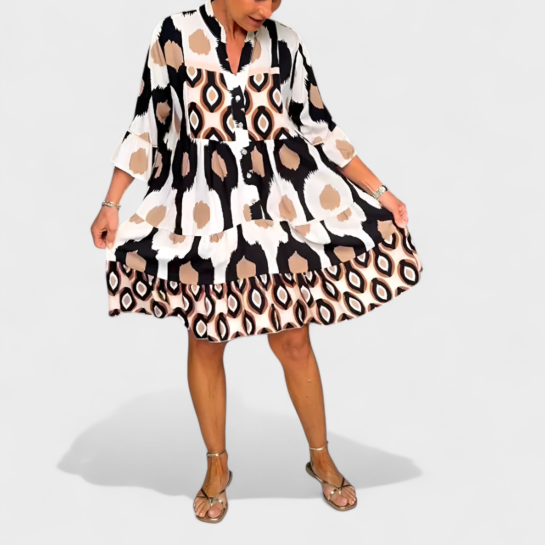 Suciana – Rochie Cu Decolteu în V și Imprimeu Boho